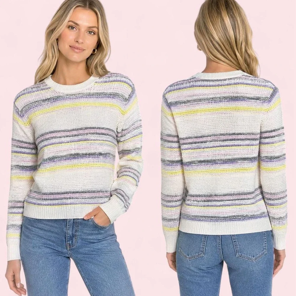 Cotton by Autumn Cashmere Striped Knit Sweater Women's M